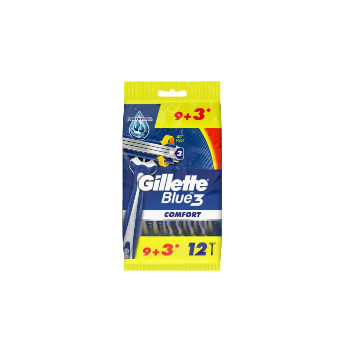 Gillette Blue3 Disposable Razors 12pcs Comfort 12pcs (EN/AR/TR)