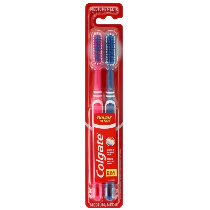 Colgate Toothbrush Double Action Medium 2pcs (EN/FR/PT/AR)