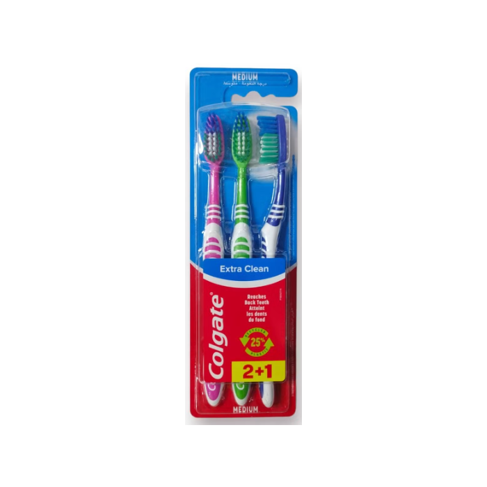Colgate Toothbrush Extra Clean medium 3pcs (EN/FR/PT/AR)