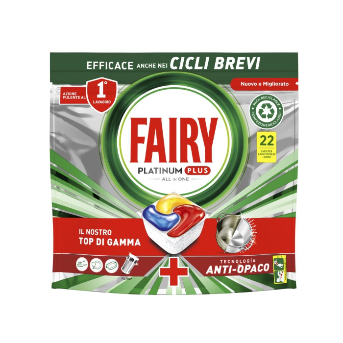Fairy Platinum Dishwashing Tabs 22pcs All in1 Lemon (IT/ES/PT)