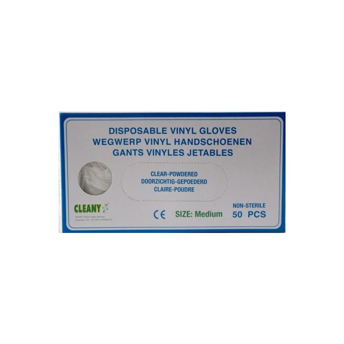 Cleany Vinyl Gloves 50pcs Medium (NL/EN/FR)
