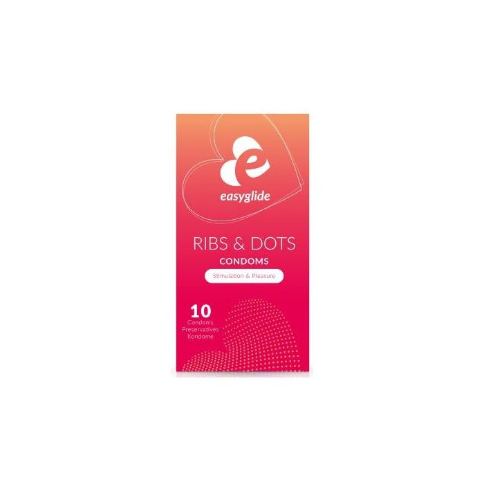 EasyGlide Condoms 10pcs Ribs & Dots (EN/FR/DE)