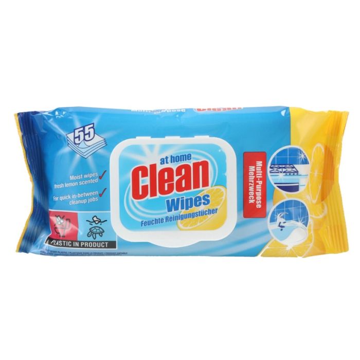 At Home Clean Multi Purpose Wipes 55pcs Lemon (NL/EN/FR/DE)