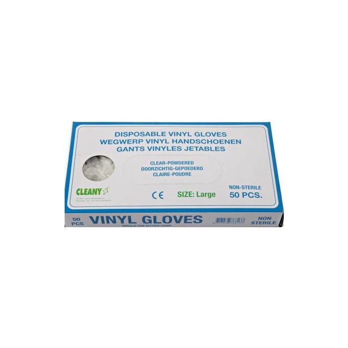 Cleany Vinyl Gloves 50pcs Large (NL/EN/FR)