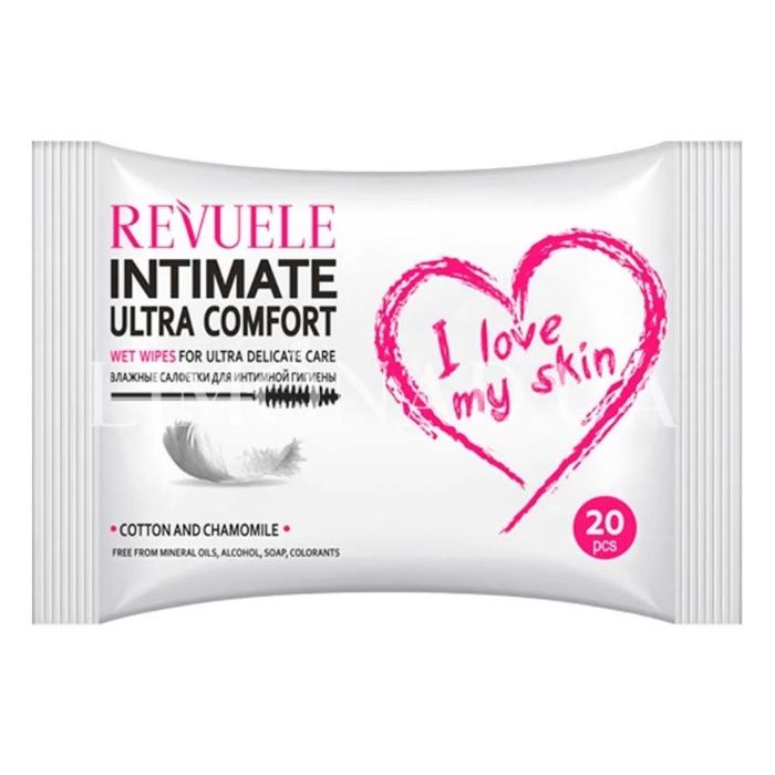 Revuele Wet Wipes 20pcs Intimate Ultra Comfort Cotton & Chamomille (NL/EN/FR/DE)