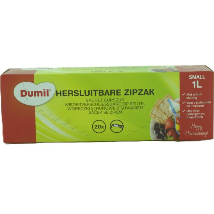 Dumil Resealable Freezer Bags 1L 20pcs (NL/EN/FR/DE)