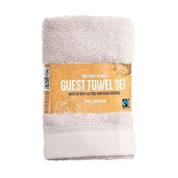 Guest Towel Set 2st 30x50cm Light Grey 100% Fair Trade Cotton (NL/EN/FR)