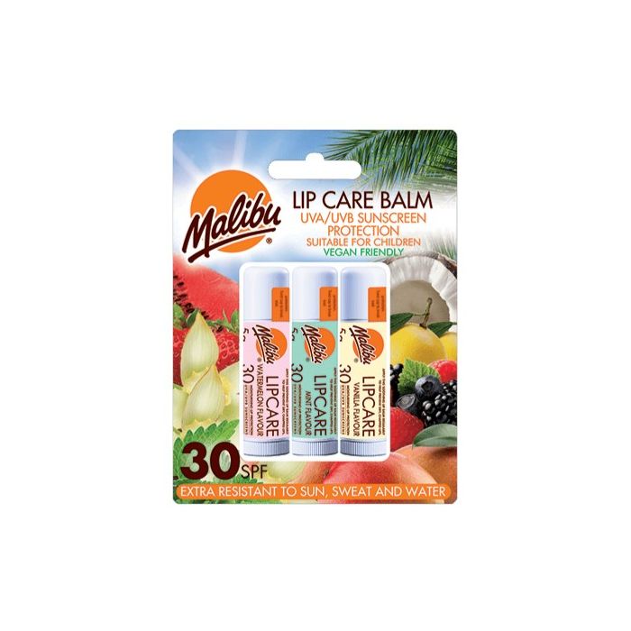 Malibu Lip Balm SPF30 3Pack Watermelon Mint Vanille (EN/FR/DE/ES)