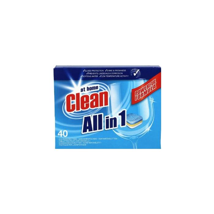At Home Clean Dishwashing Tabs 40pcs All in 1 (NL/EN/FR/DE)