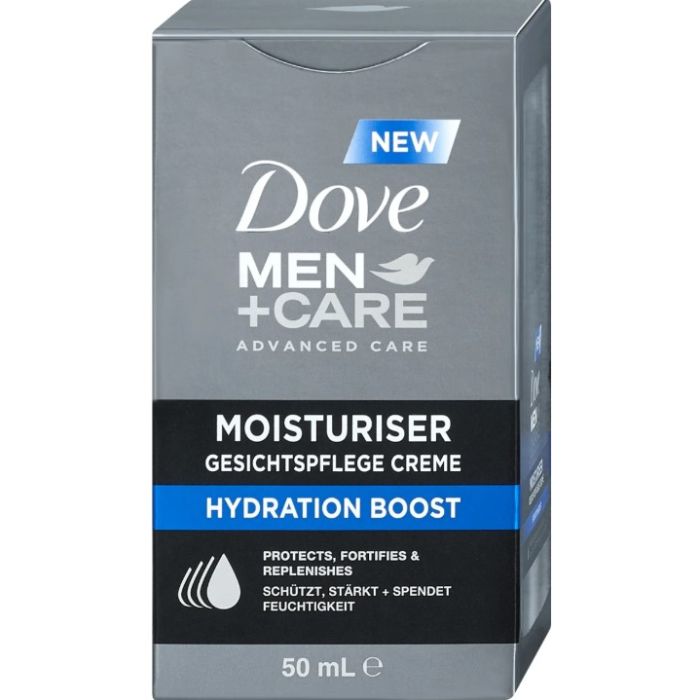 Dove Day Cream 50ml Men Care Moisturiser Hydration Boost (EN/FR/DE/ES)