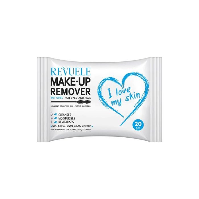Revuele Wet Wipes Make-Up Remover 20pcs I Love My Skin Sea Minerals (NL/EN/FR/DE)