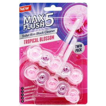 Max Flush 5 Toilet Block 2x45gr Tropical Blossom (NL/EN/FR/DE)