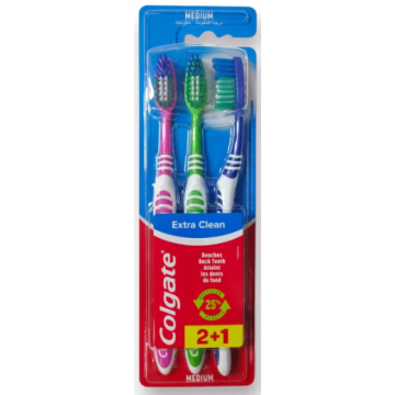 Colgate Toothbrush Extra Clean medium 3pcs (EN/FR/PT/AR)
