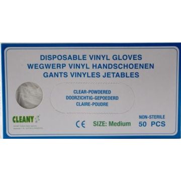 Cleany Vinyl Gloves 50pcs Medium (NL/EN/FR)