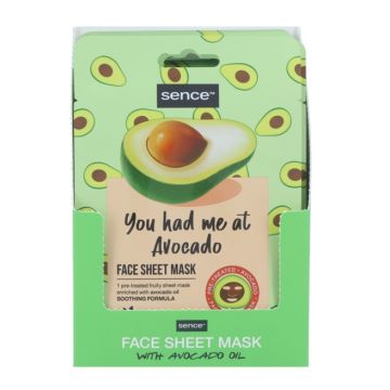 Sence Display 12pcs Printed Facial Mask 20ml You Had Me At Avocado (NL/EN/FR/DE)