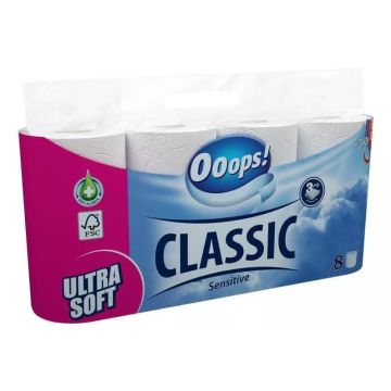 Ooops! Classic Toilet Paper 8pcs 3layers Sensitive  (NL/EN/FR/DE)