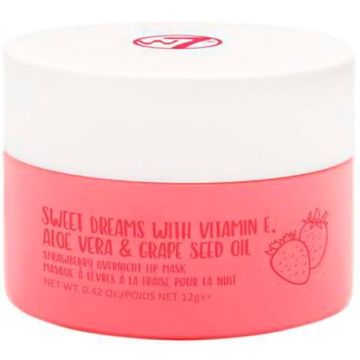 W7 Lip Mask 12gr Sweet Dreams Overnight, Strawberry, Vitamin E & Aloe Vera (NL/EN/FR/ES)
