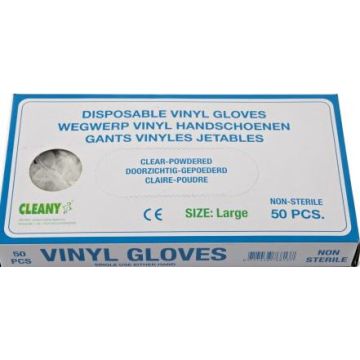 Cleany Vinyl Gloves 50pcs Large (NL/EN/FR)
