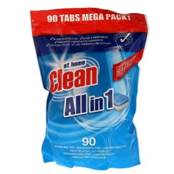 At Home Clean Dishwashing Tabs 90pcs All In 1 (NL/EN/FR/DE)