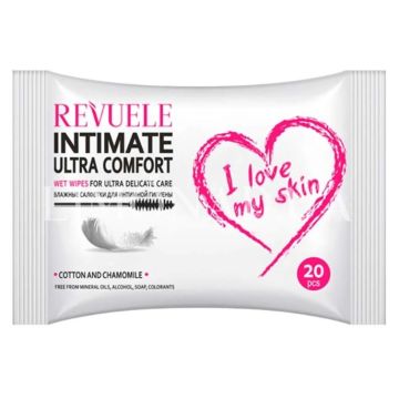 Revuele Wet Wipes 20pcs Intimate Ultra Comfort Cotton & Chamomille (NL/EN/FR/DE)