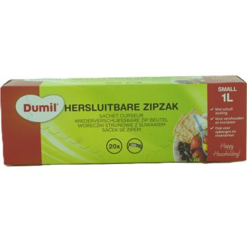 Dumil Resealable Freezer Bags 1L 20pcs (NL/EN/FR/DE)