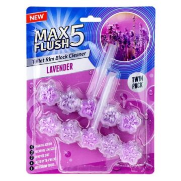 Max Flush 5 Toilet Block 2x45gr Lavender (NL/EN/FR/DE)