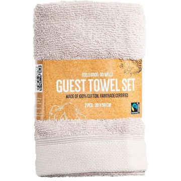 Guest Towel Set 2st 30x50cm Light Grey 100% Fair Trade Cotton (NL/EN/FR)