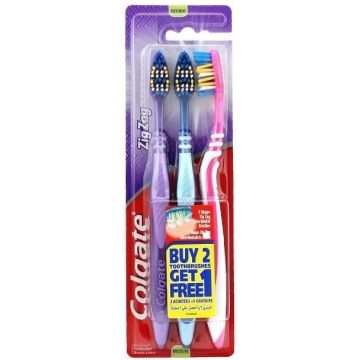 Colgate Toothbrush Zig Zag Medium 3pcs (EN/FR/PT/AR)