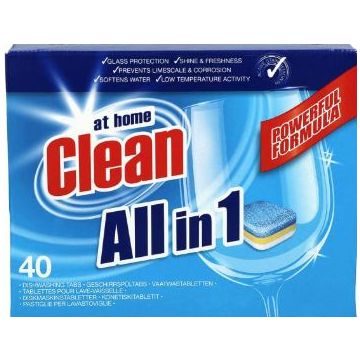 At Home Clean Dishwashing Tabs 40pcs All in 1 (NL/EN/FR/DE)