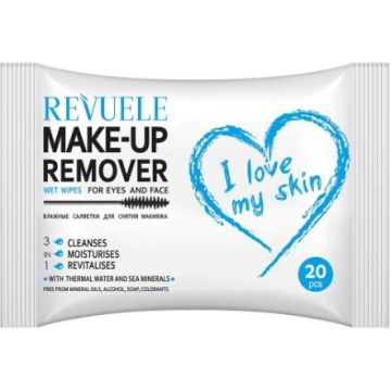 Revuele Wet Wipes Make-Up Remover 20pcs I Love My Skin Sea Minerals (NL/EN/FR/DE)