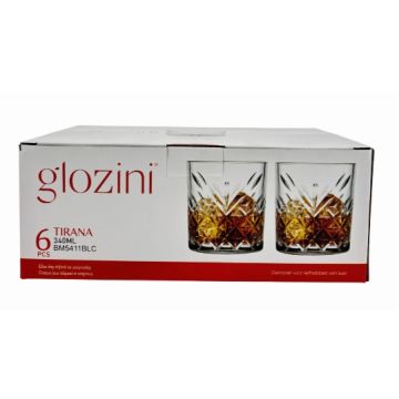 Glozini Glass Whiskey 340ml 6pcs (NL)